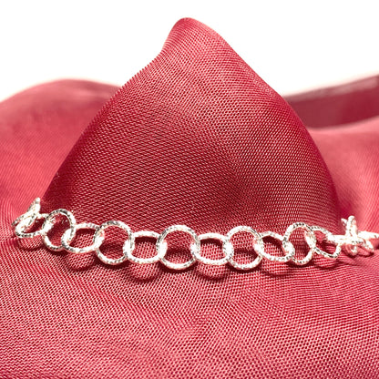 Ladies patterned round belcher link sterling silver bracelet