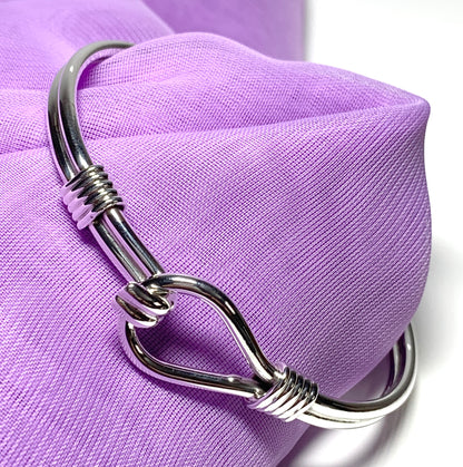 Ladies solid sterling silver hook and loop bangle