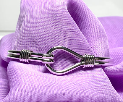 Ladies solid sterling silver hook and loop bangle