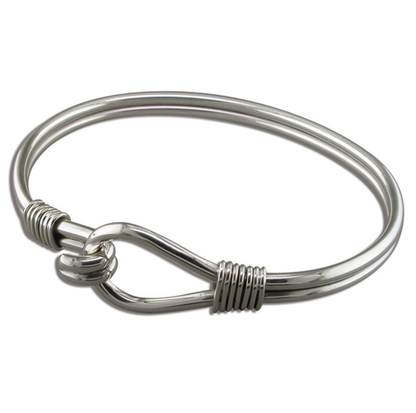 Ladies solid sterling silver hook and loop bangle