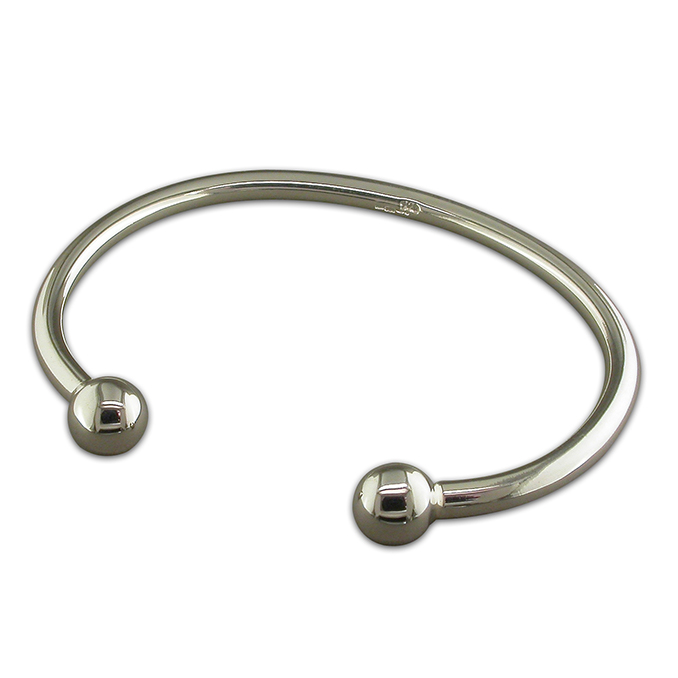 Sterling silver ladies solid torque bangle