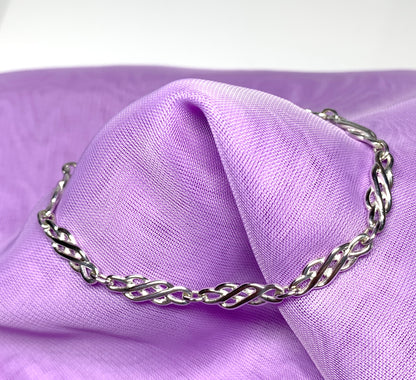 Ladies sterling silver bracelet fancy patterned solid Celtic link