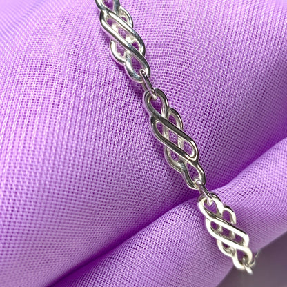 Ladies sterling silver bracelet fancy patterned solid Celtic link