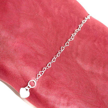 Ladies sterling silver fancy heart shaped bracelet