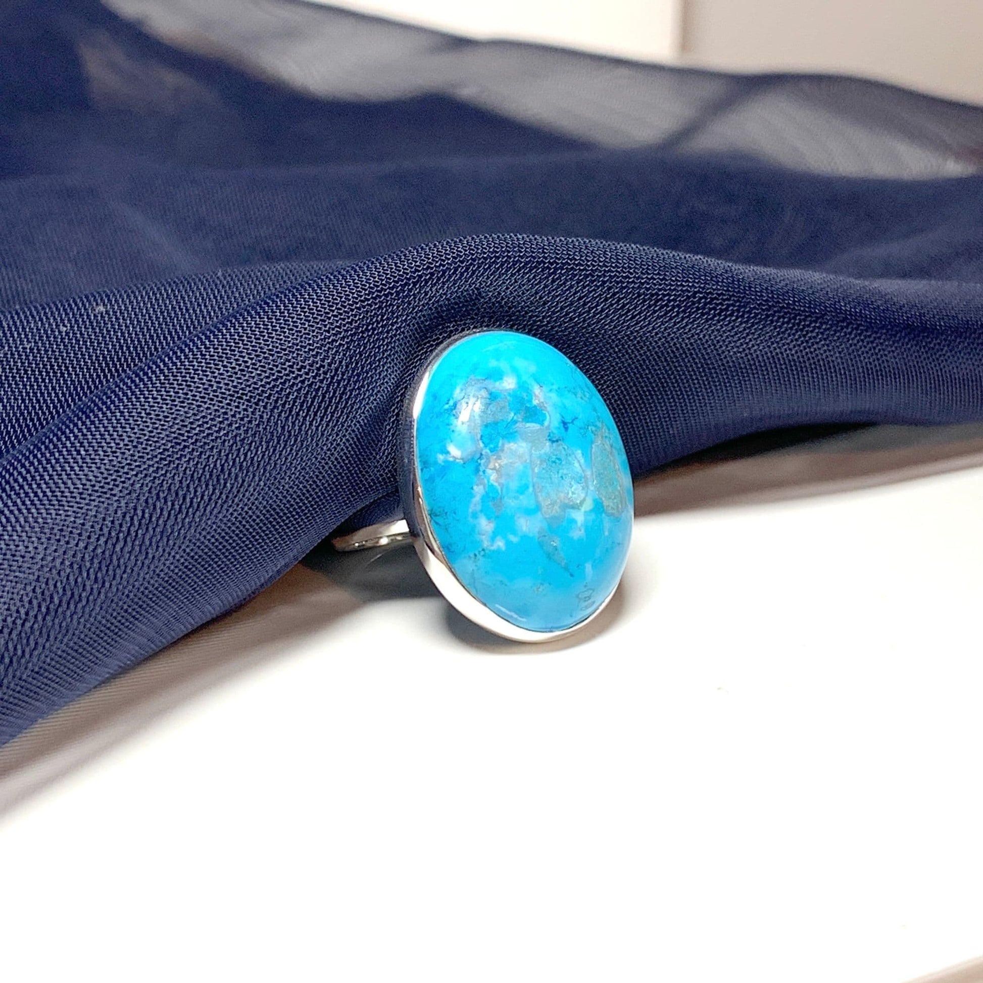 Large Oval Blue Magnesite Sterling Silver Ring