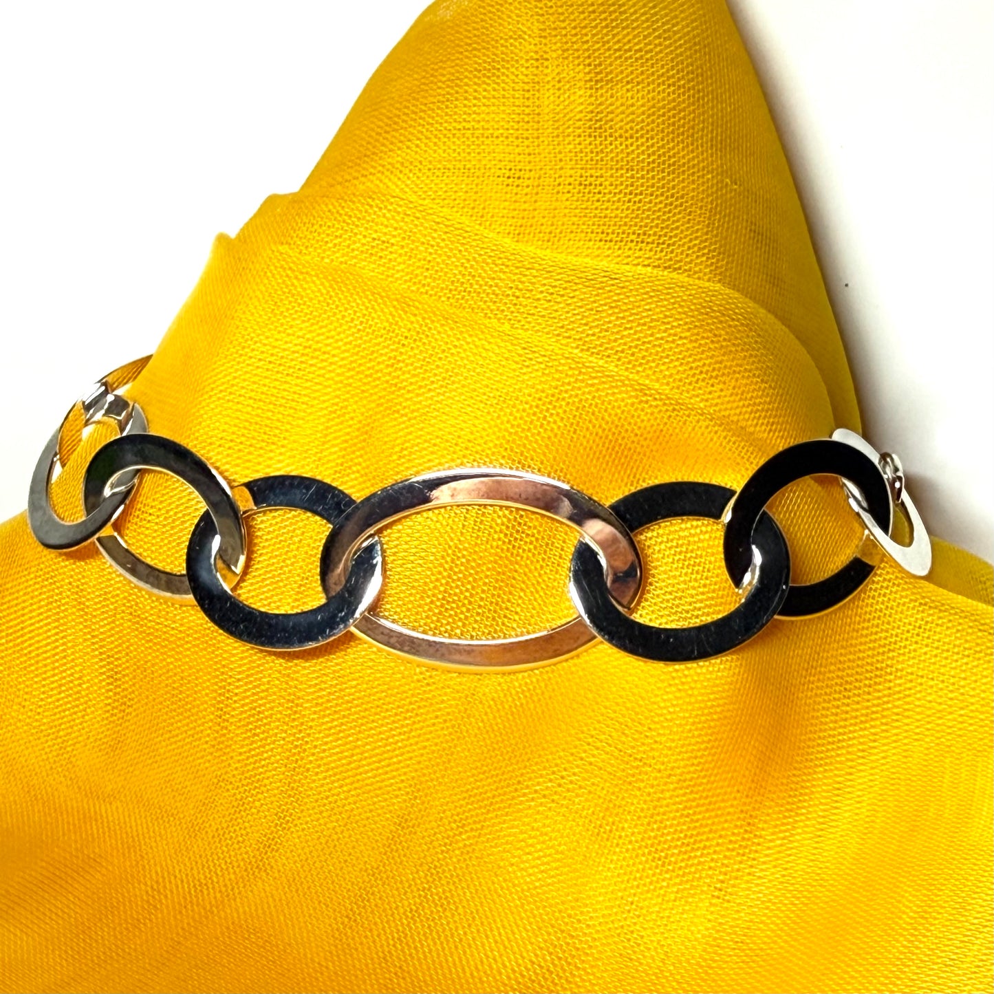 Large Link Oval Ladies Polished Solid Sterling Silver Bracelet