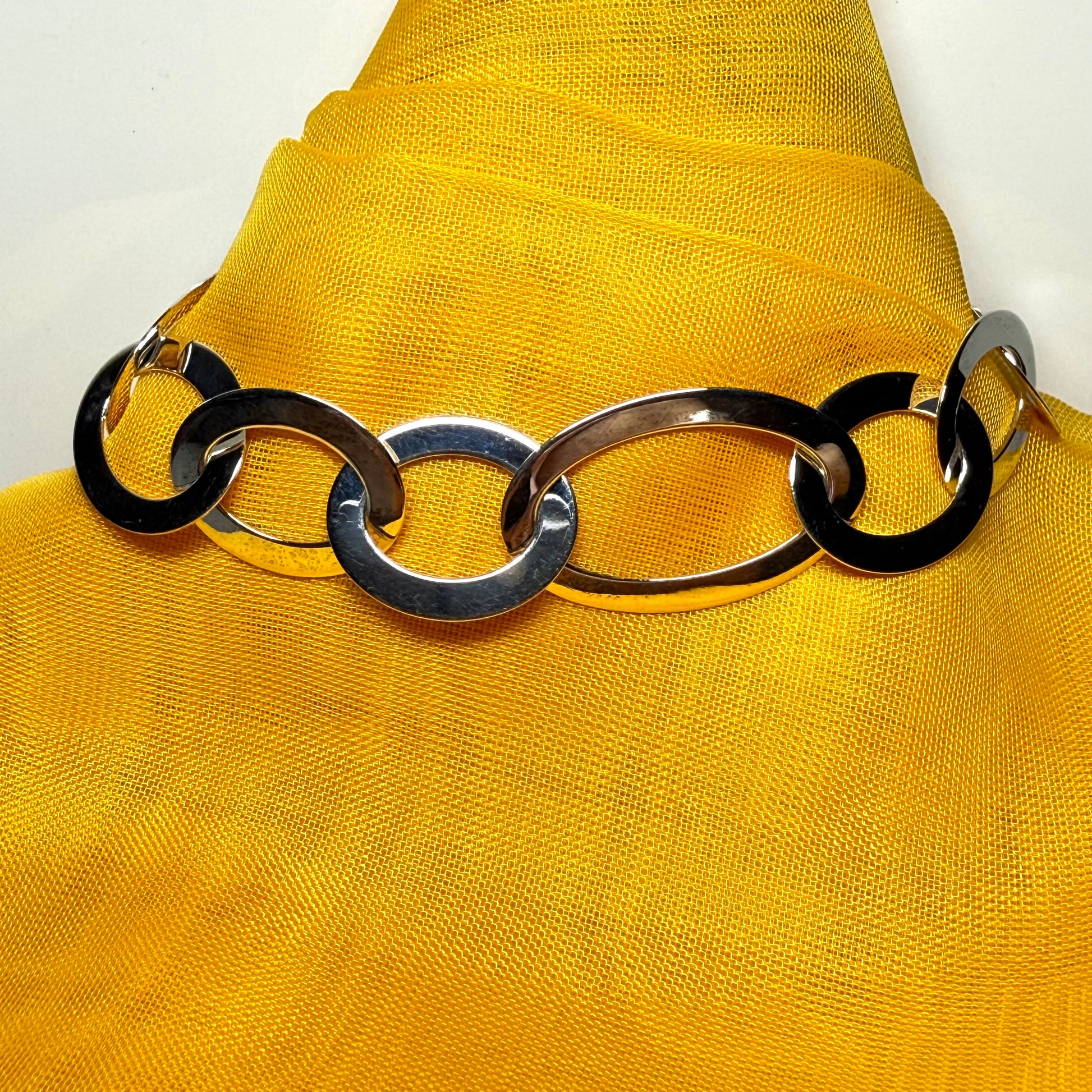 Large Link Oval Ladies Polished Solid Sterling Silver Bracelet