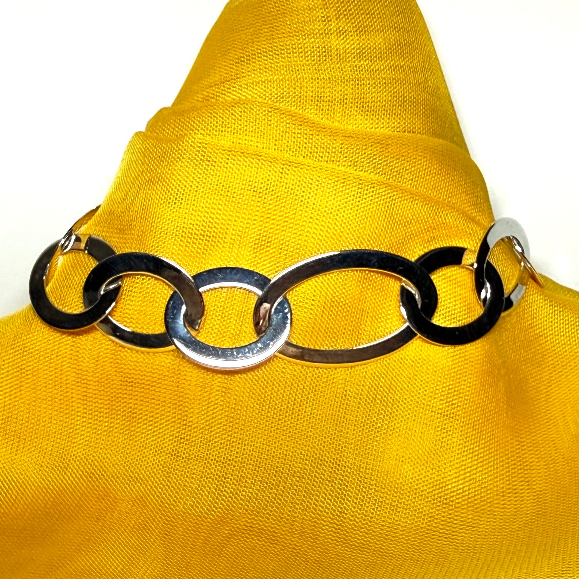 Large Link Oval Ladies Polished Solid Sterling Silver Bracelet