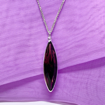 Large purple crystal marquise necklace pendant