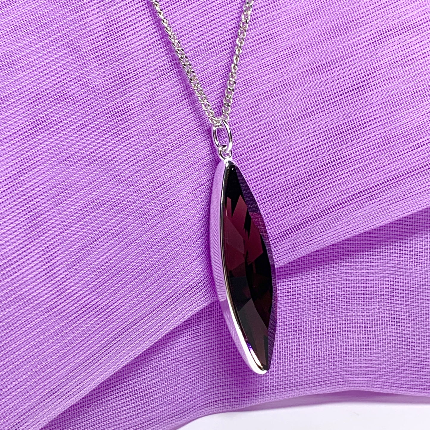 Large purple crystal marquise necklace pendant