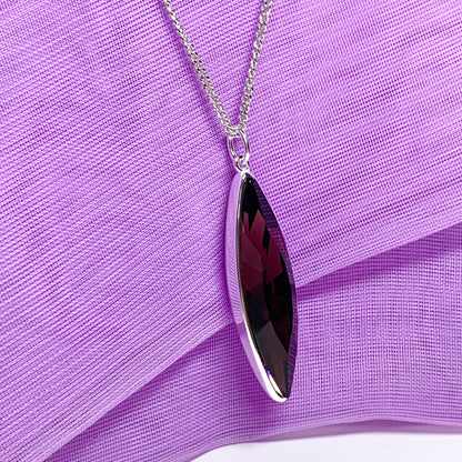 Large purple crystal marquise necklace pendant