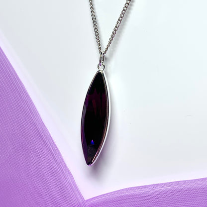 Large purple crystal marquise necklace pendant