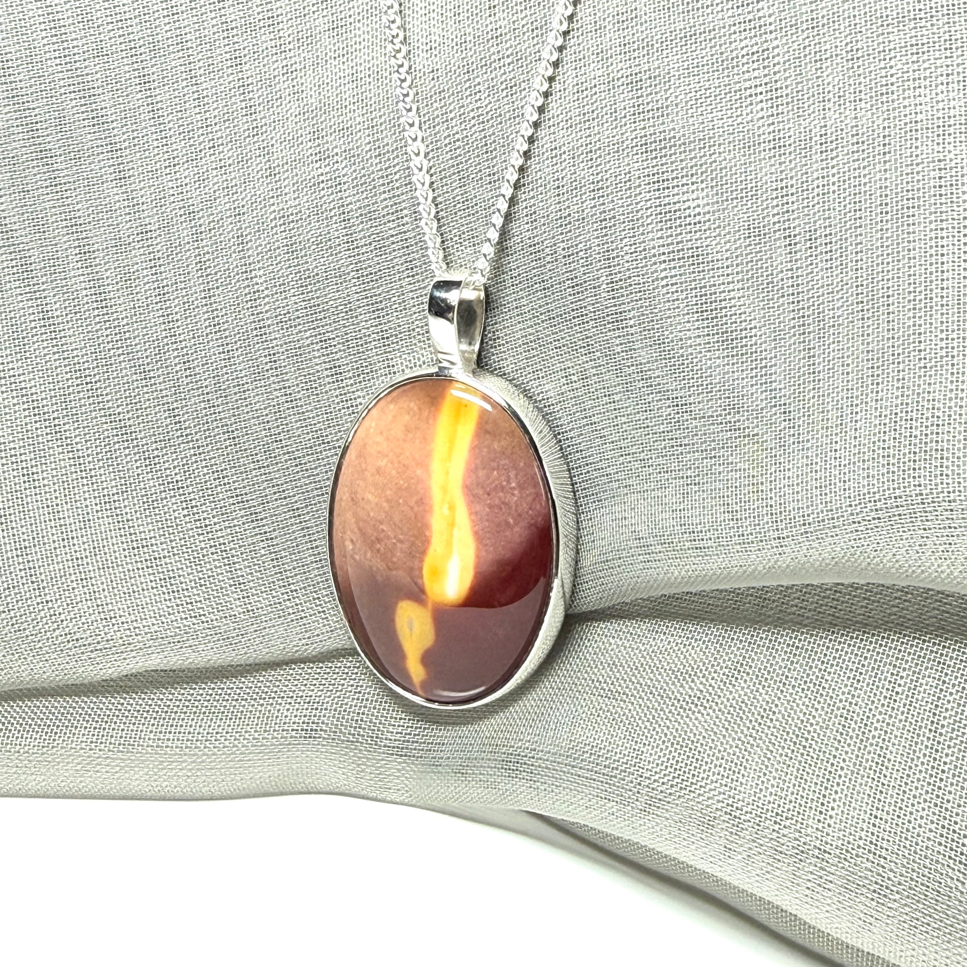 Large real Mookaite necklace oval shaped  sterling silver pendant