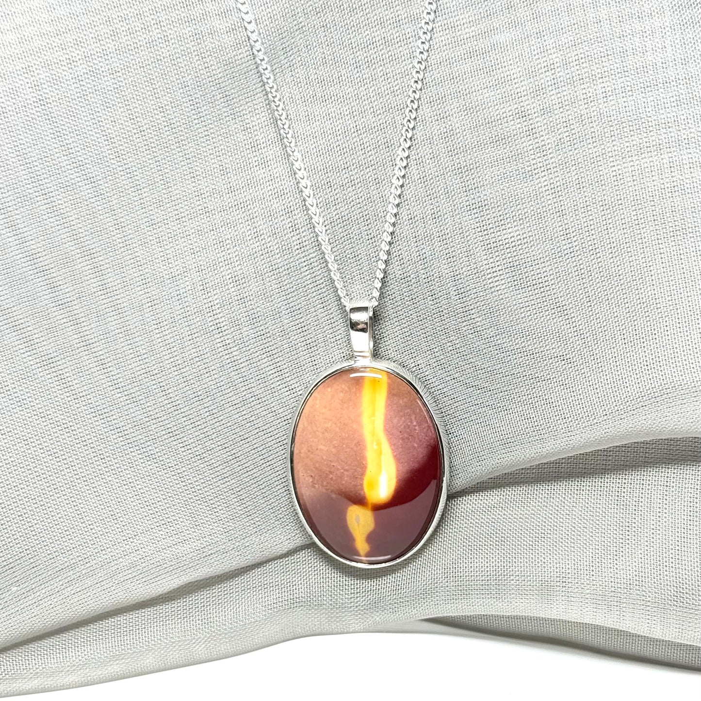 Large real Mookaite necklace oval shaped  sterling silver pendant