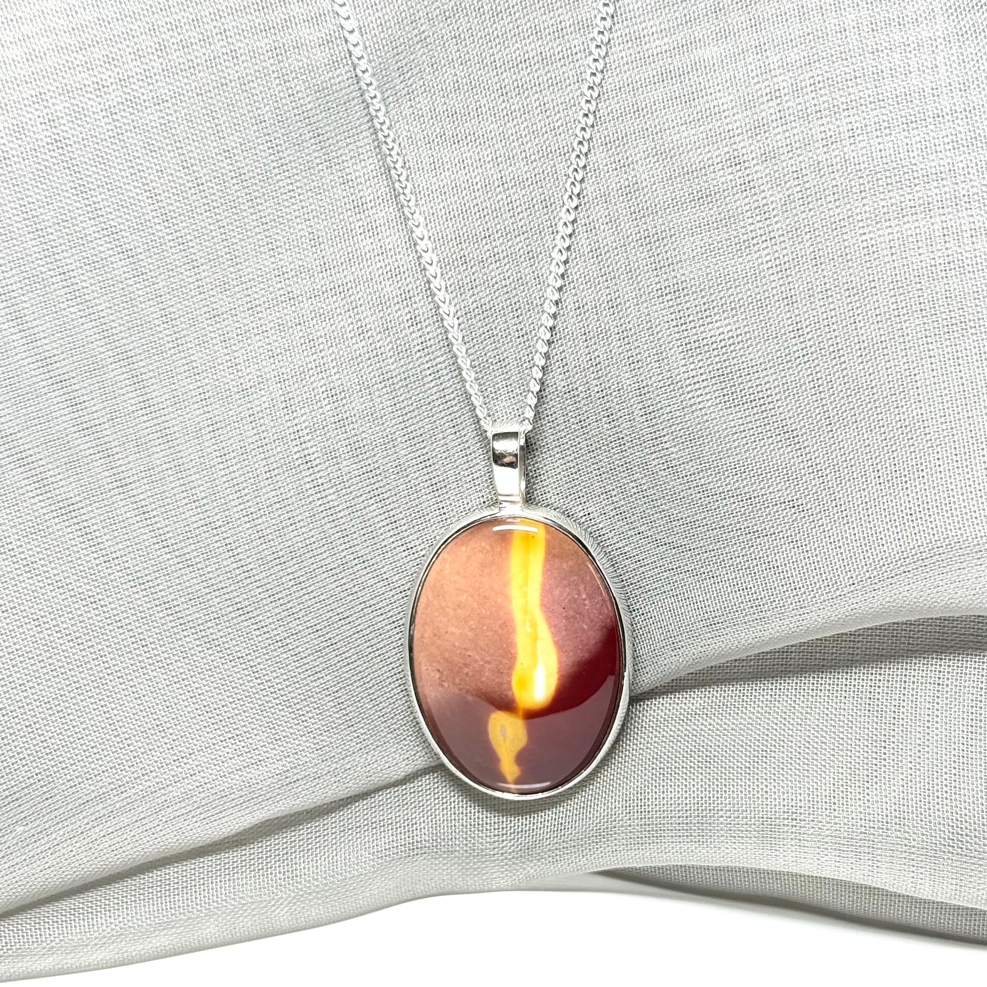 Large real Mookaite necklace oval shaped  sterling silver pendant