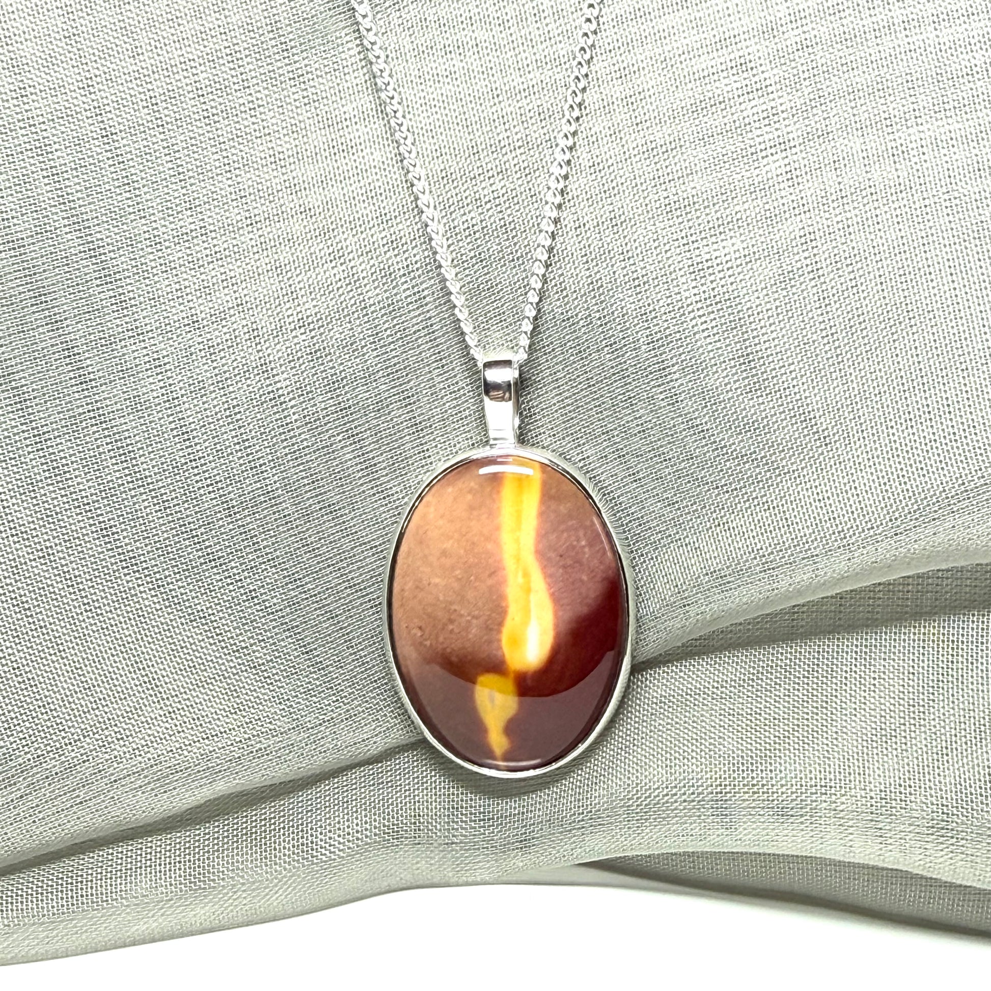 Large real Mookaite necklace oval shaped  sterling silver pendant