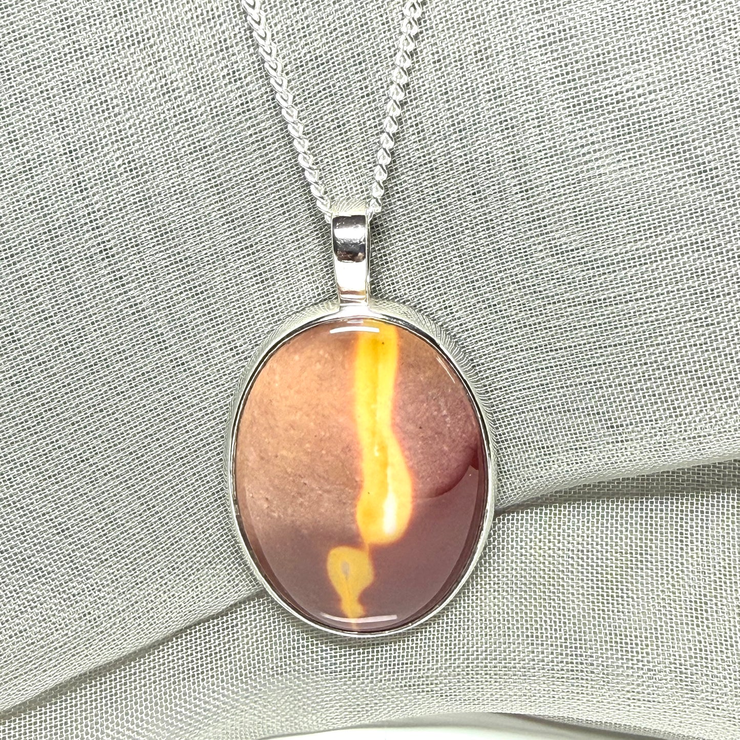Large real Mookaite necklace oval shaped  sterling silver pendant