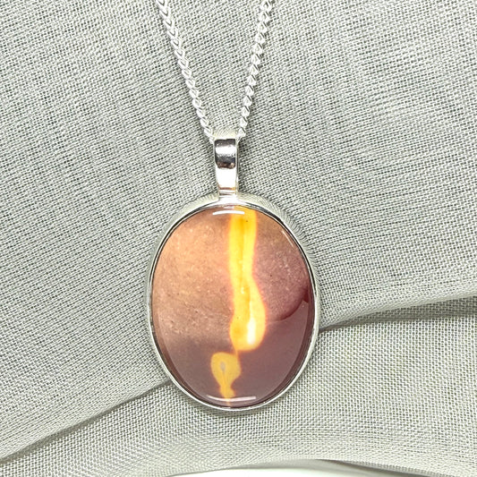 Large real Mookaite necklace oval shaped  sterling silver pendant