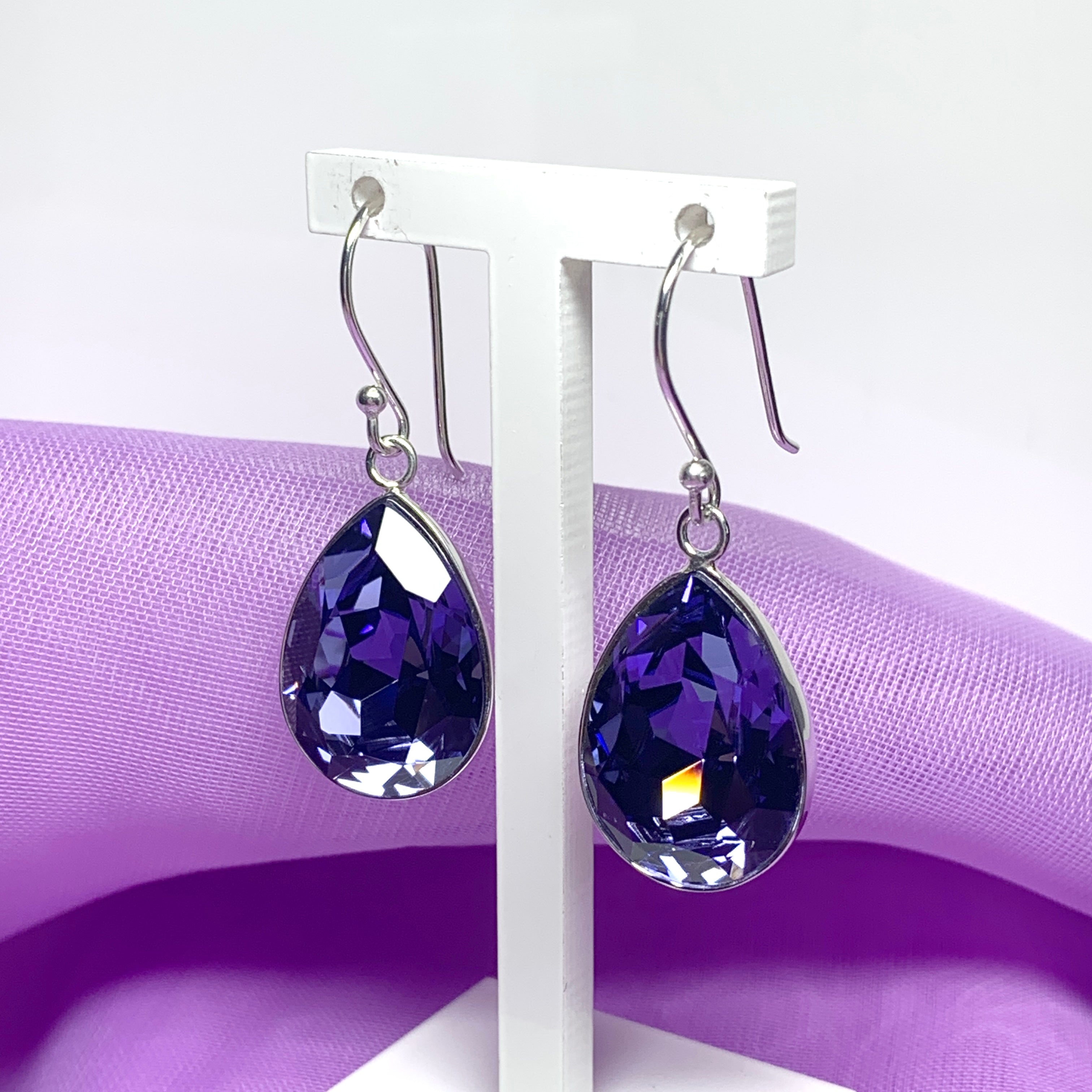 Crystal Dangle/Drop Blue Costume Earrings For Sale