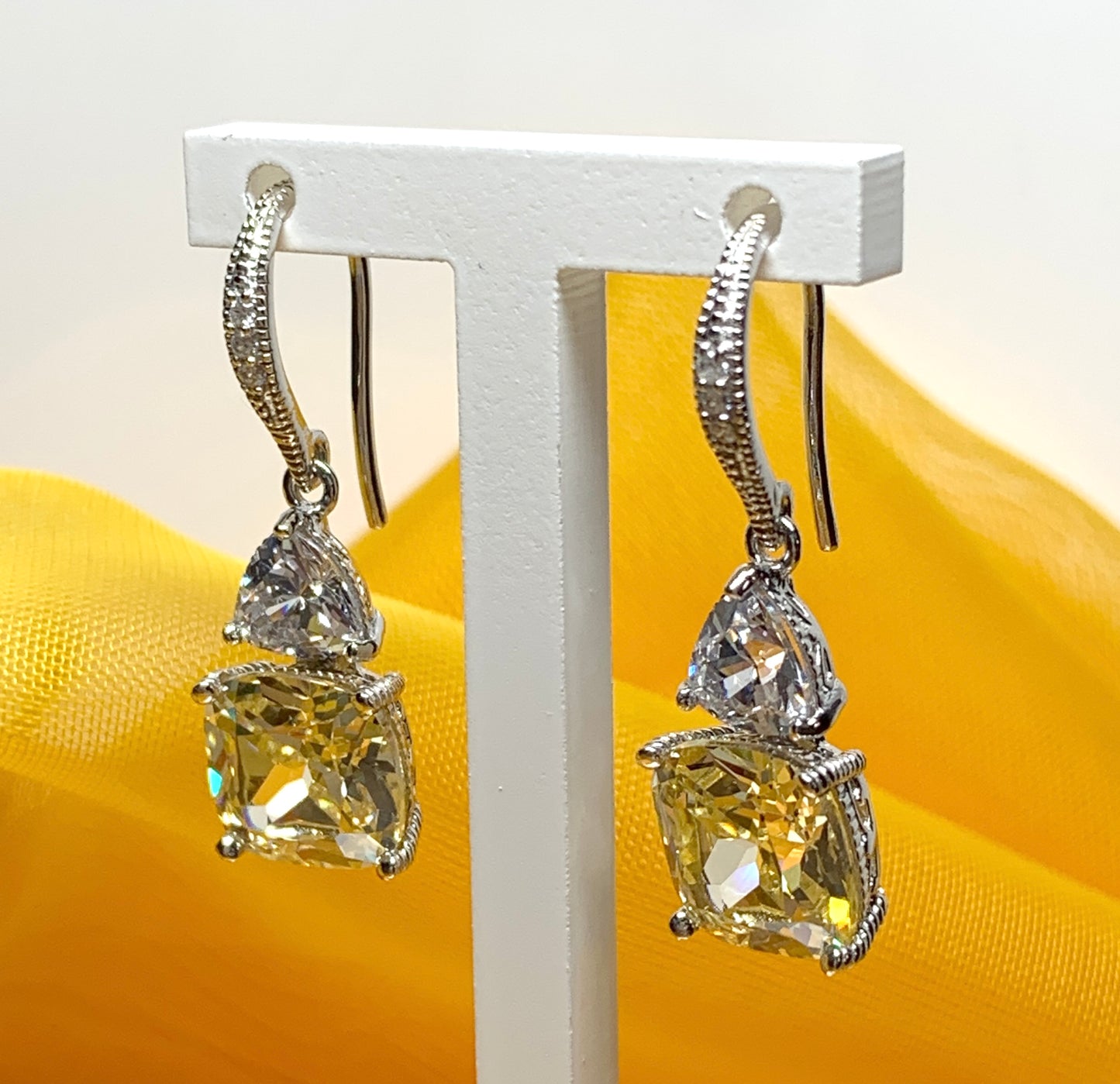 Large yellow lemon coloured drop earrings cocktail