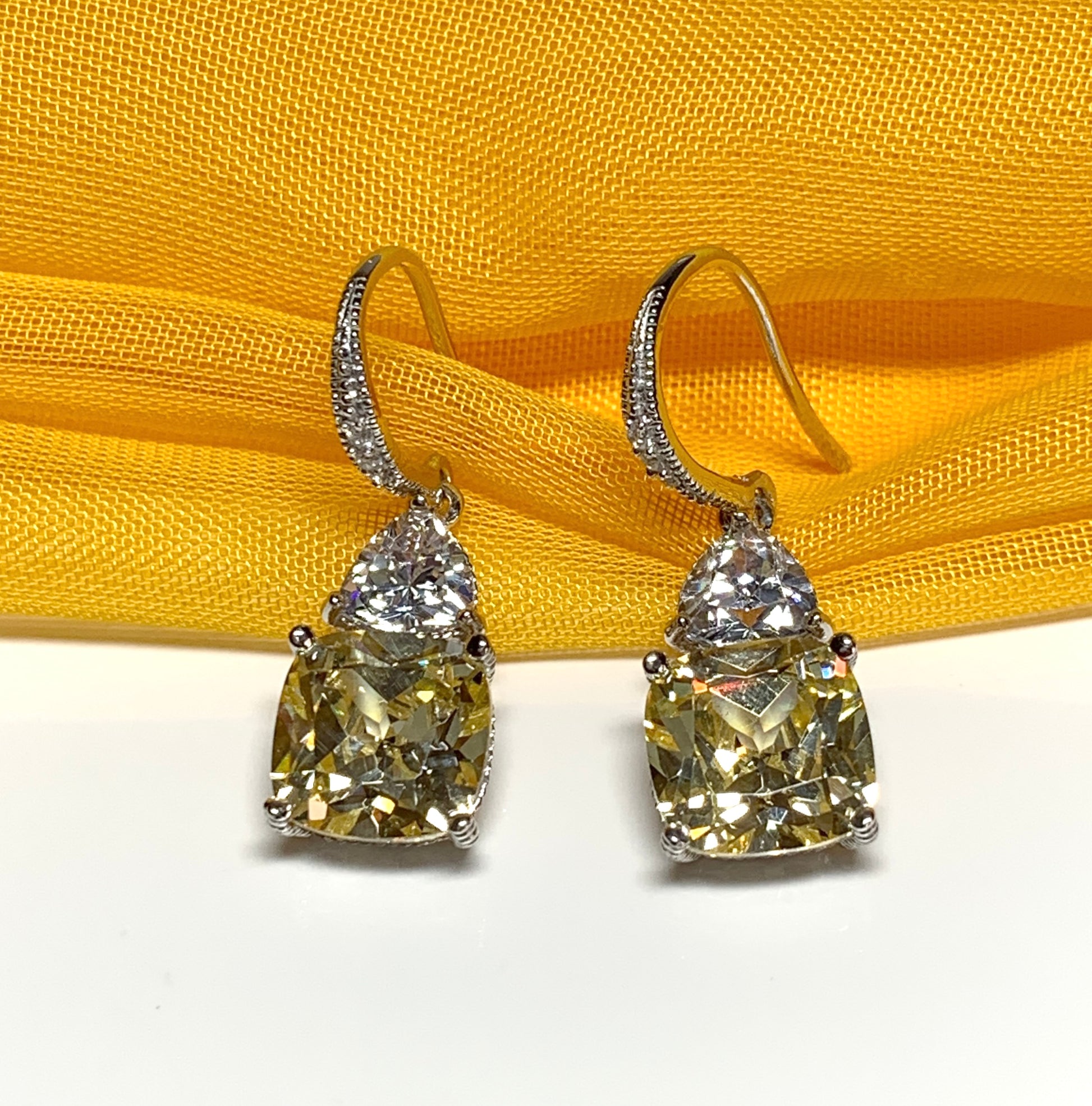 Large yellow lemon coloured drop earrings cocktail