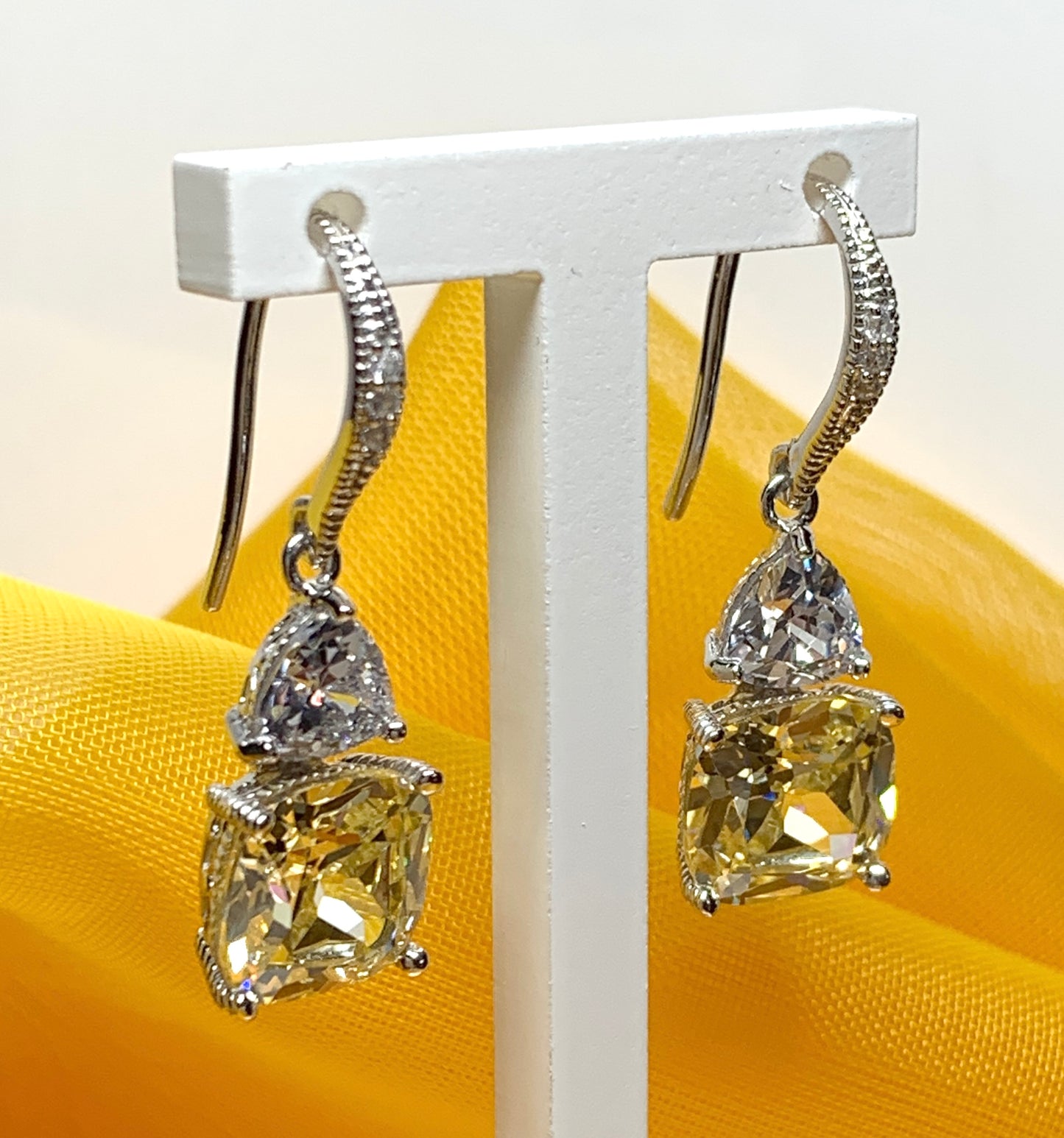 Large yellow lemon coloured drop earrings cocktail