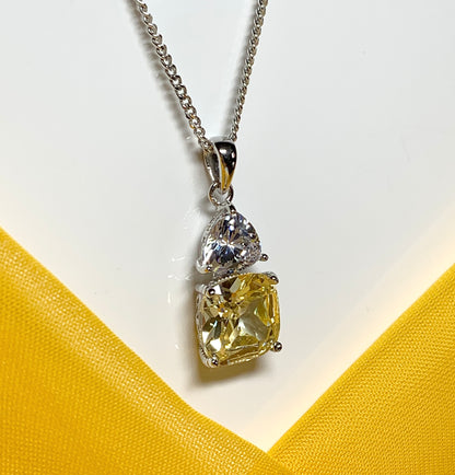 Large yellow lemon coloured necklace cocktail pendant