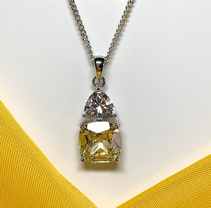 Large yellow lemon coloured necklace cocktail pendant