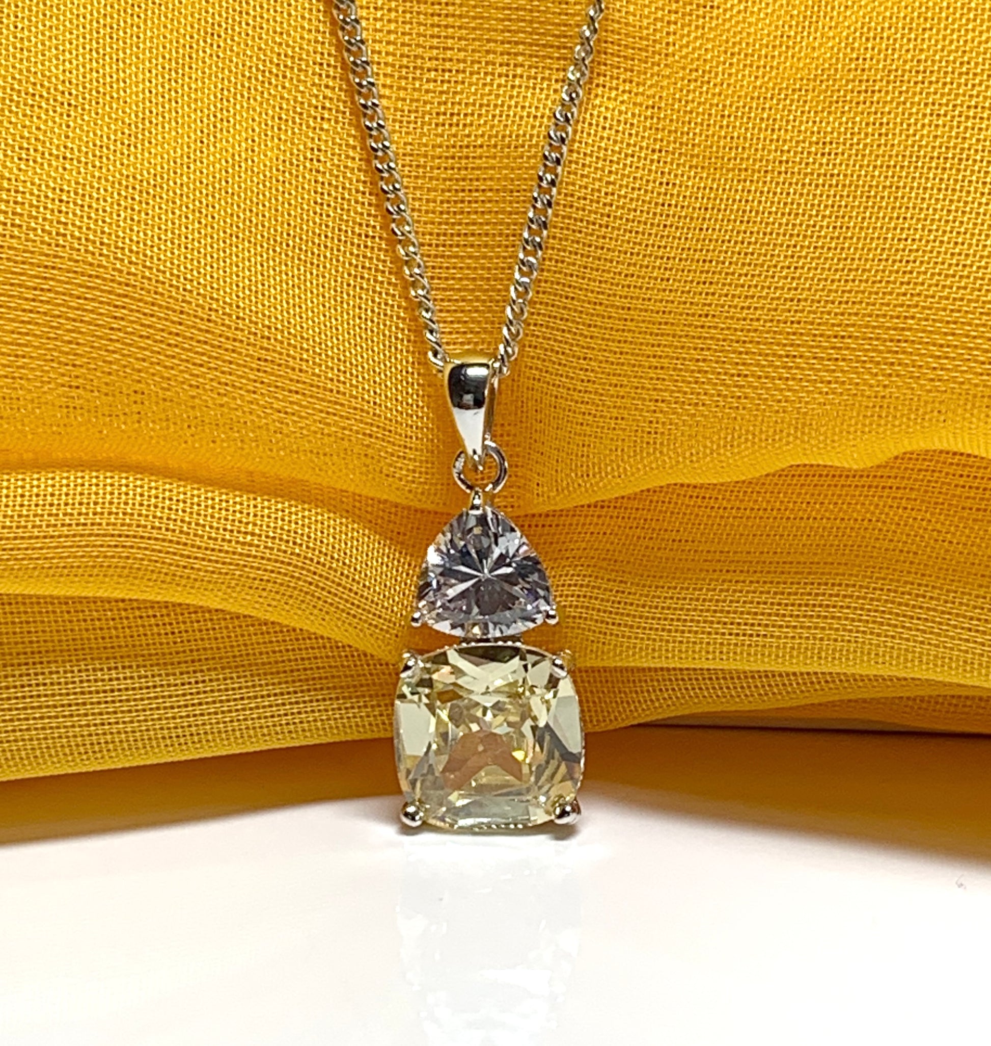 Large yellow lemon coloured necklace cocktail pendant