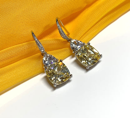 Large yellow lemon coloured drop earrings cocktail