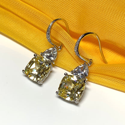 Large yellow lemon coloured drop earrings cocktail