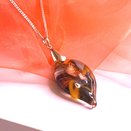 Leaf shaped real Murano glass leaf necklace pendant