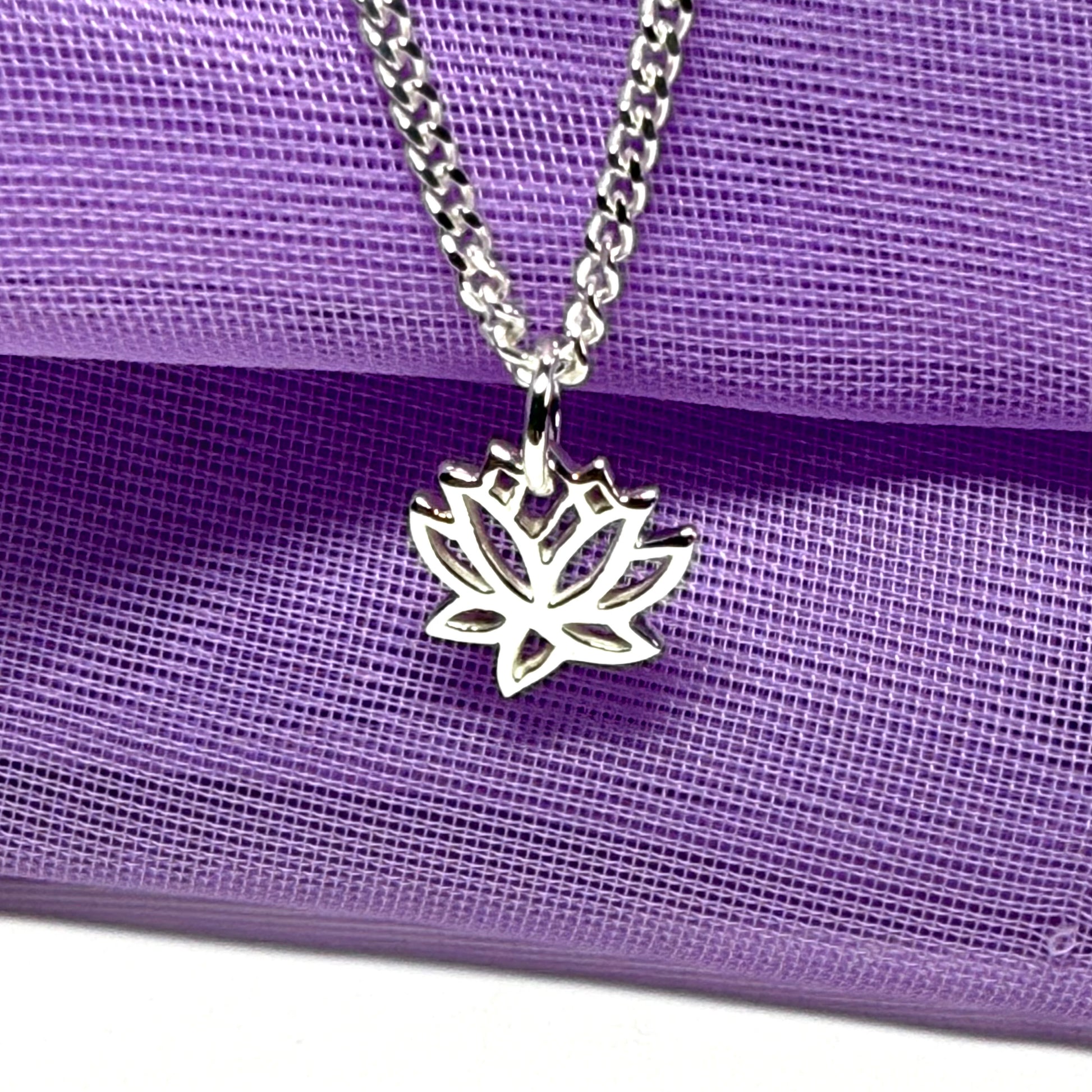 Lotus flower shaped necklace sterling silver petite pendant