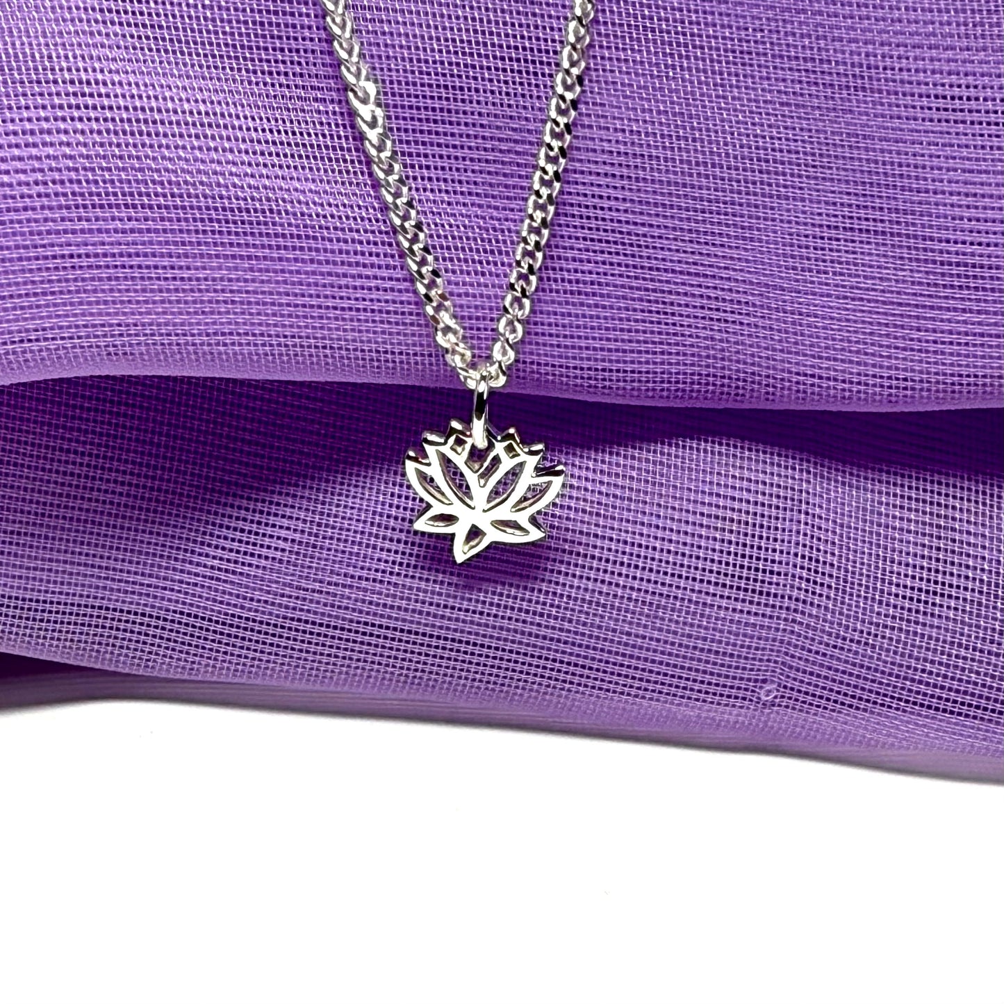 Lotus flower shaped necklace sterling silver petite pendant