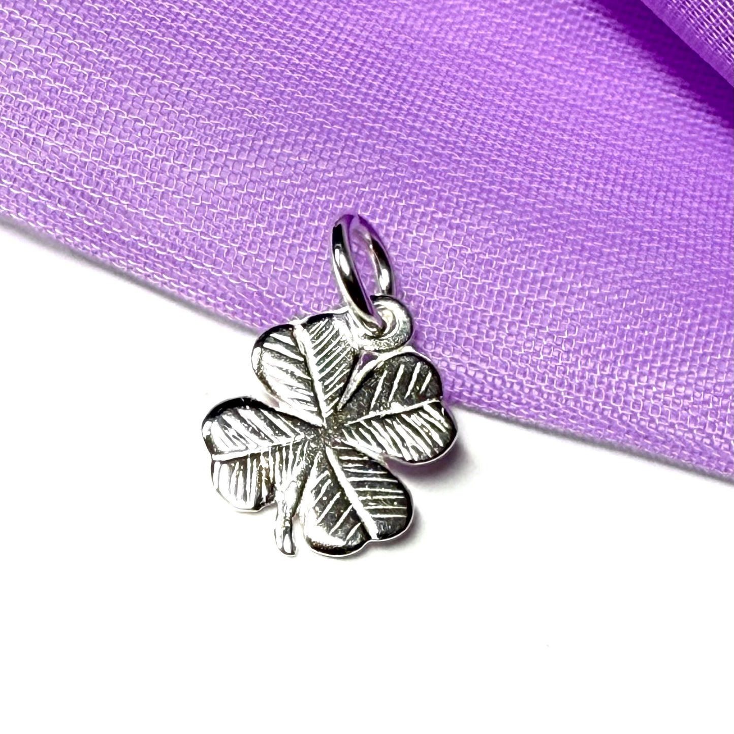 Lucky Sterling Silver Four Leaf Clover Solid Charm