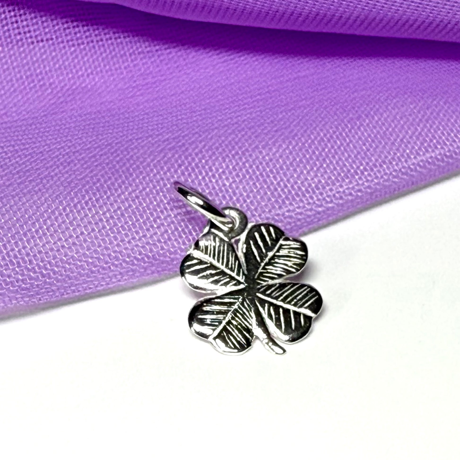 Lucky Sterling Silver Four Leaf Clover Solid Charm