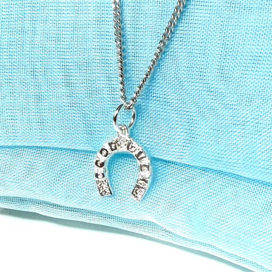 Lucky horseshoe Good Luck charm or necklace pendant sterling silver