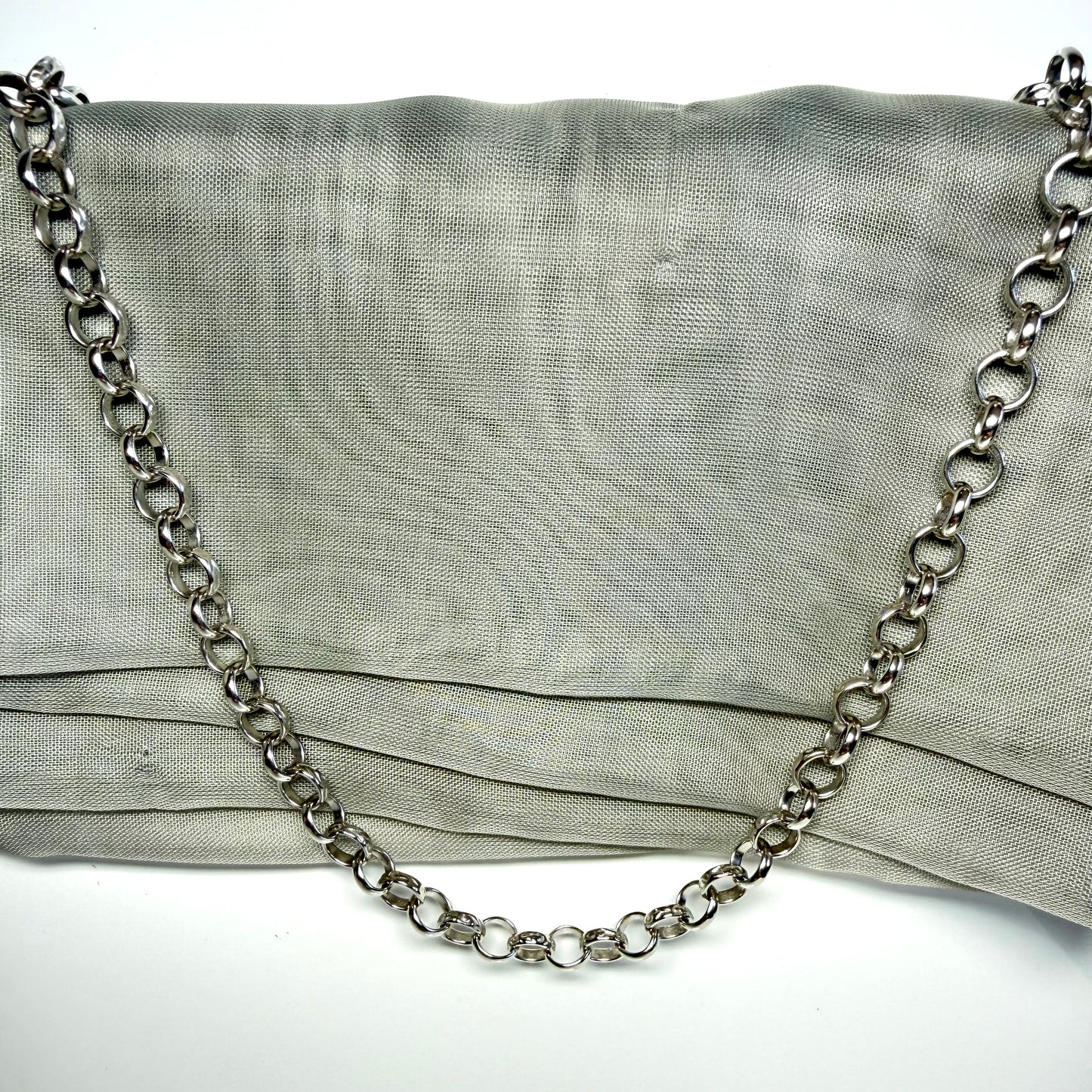 Men's solid sterling silver patterned round shaped belcher chain necklace