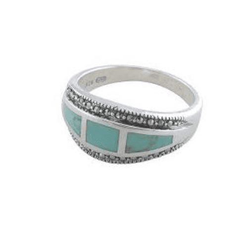 Marcasite And Turquoise Sterling Silver Dress Ring