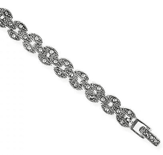 Marcasite sterling silver three row ladies bracelet