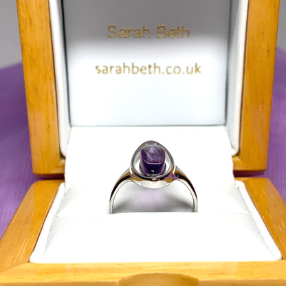 Marquise amethyst sterling silver fancy dress cocktail ring