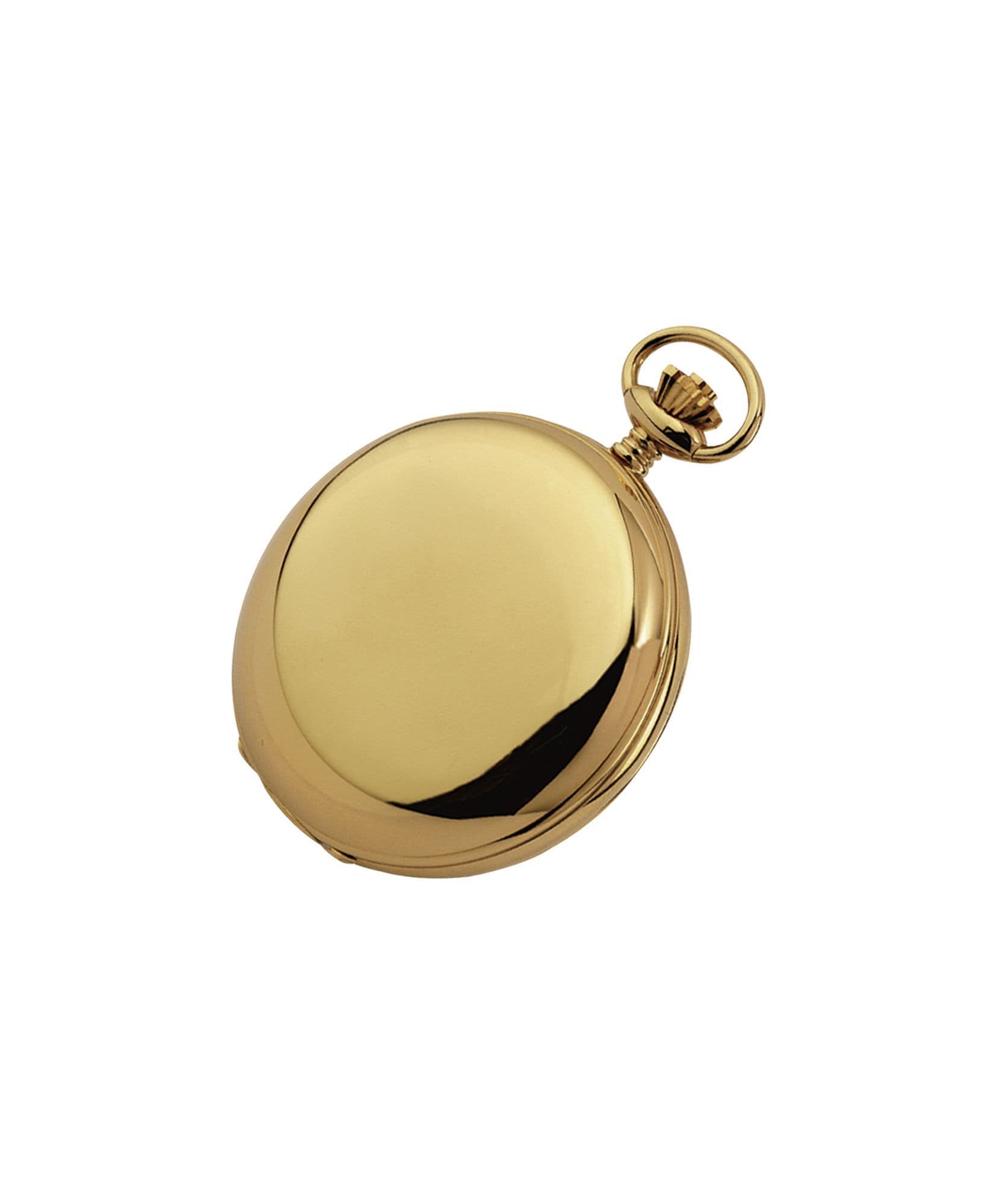Mechanical Gold Plated Full Hunter Polished Pocket Watch With Chain Closed shut