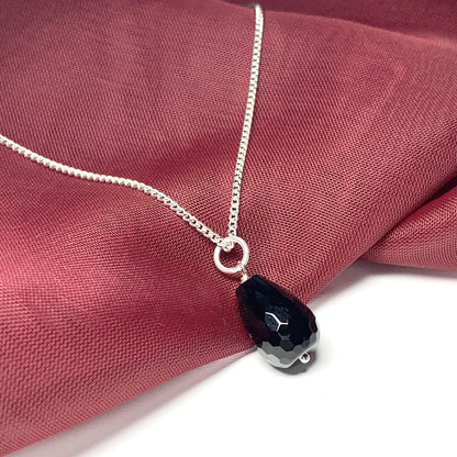 Medium tear drop silver pear shaped onyx necklace pendent