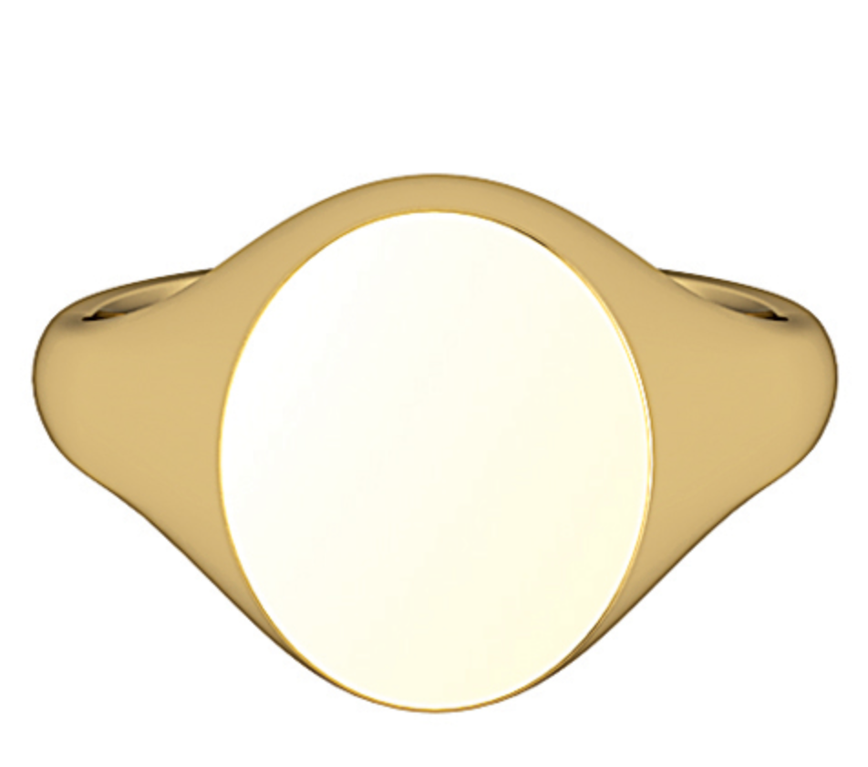 Medium men's oval signet ring solid heavy yellow gold