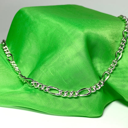 Men's 3 + 1 Figaro solid sterling silver gents necklace chain