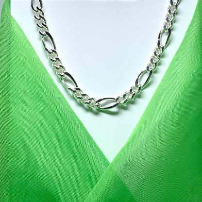 Men's 3 + 1 Figaro solid sterling silver gents necklace chain