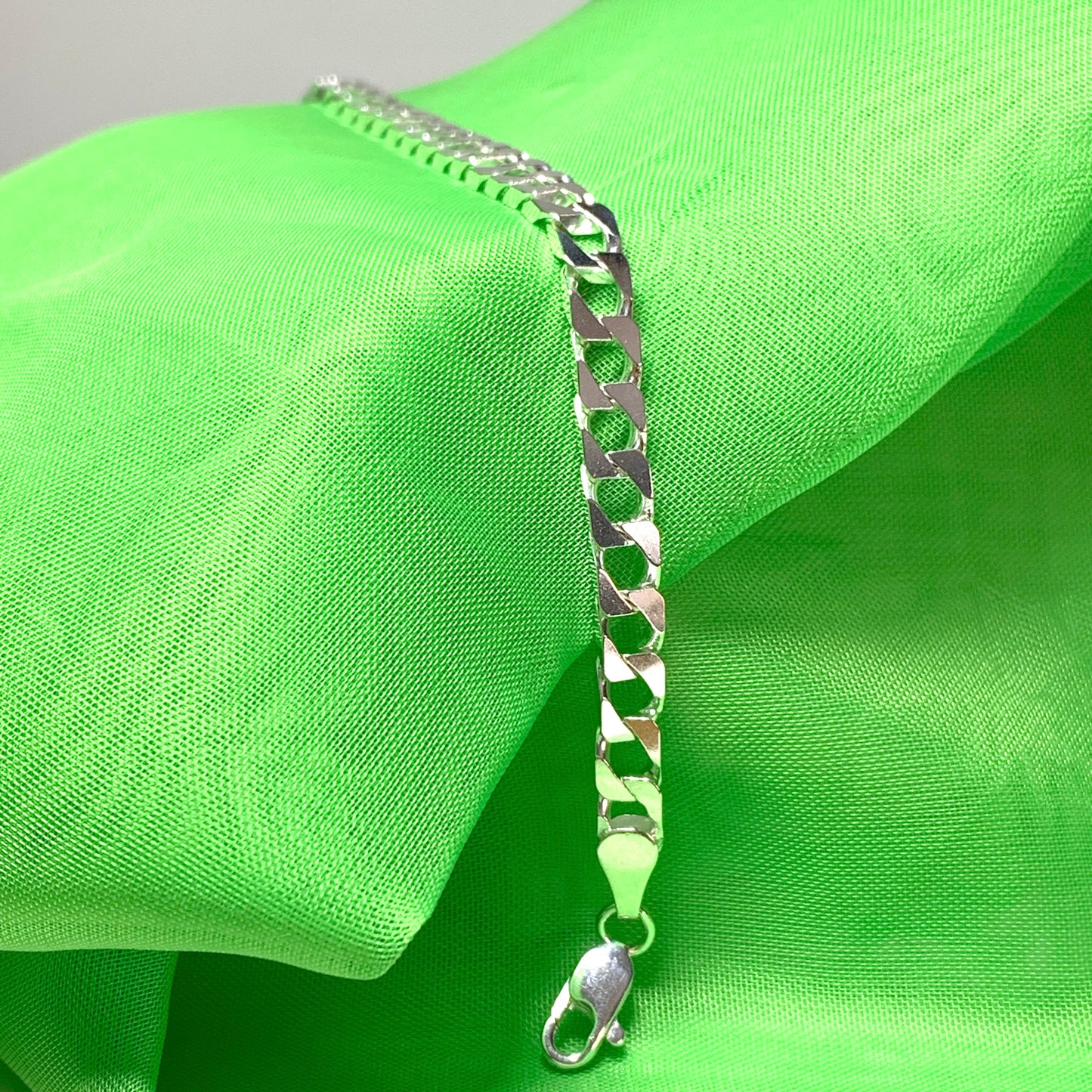 Men's Solid Sterling Silver Square Curb Chain Necklace