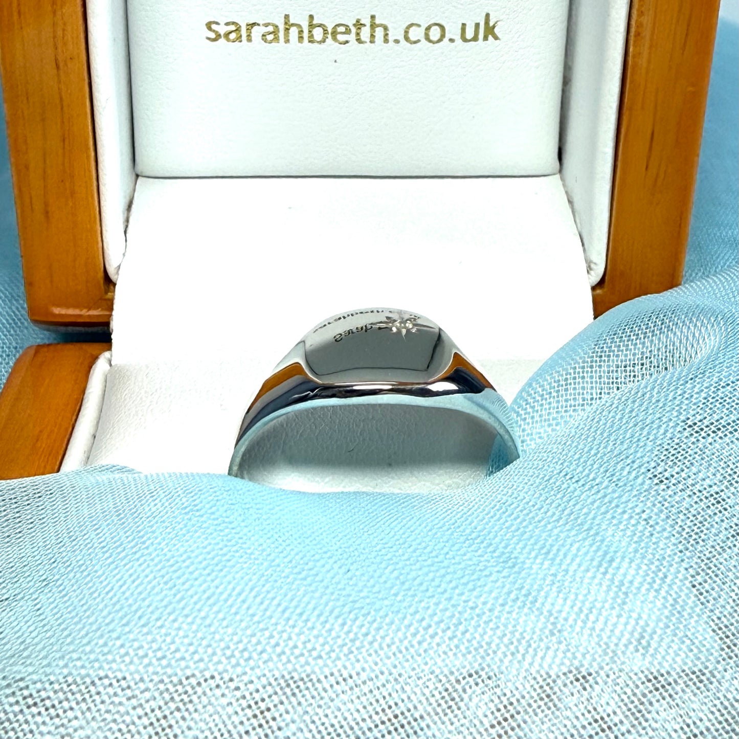 Men's diamond set ring cushion shaped sterling silver