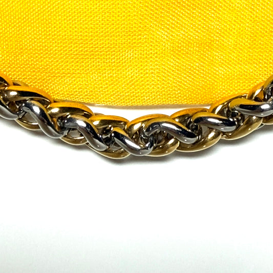 Men's heavy solid necklace two tone stainless steel & gold plated 22 inches