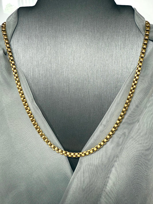 Men's matt gold plated rounded belcher necklace 20 inches long